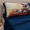 PETTI Artigiani Italiani - Lenzuola Animali con Cani in Cotone con Federe in Stampa Digitale, Lenzuola Una Pizza e Mezza, Completo Letto Una Piazza e Mezza Blu, 100% Made in Italy