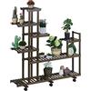 Relaxdays Scaffale Portafiori in bambù, 7 Mensole Porta Piante, Fioriera da Interno, HLP: 127x120x36 cm, Marrone Scuro