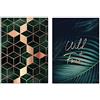 Homelov, set di poster premium | 2 x DIN A3 - 30 x 40 cm | 100% carta senza legno & stampa artistica di alta qualità | Carta da parati e adesivo | » Tropical Real Rose Gold