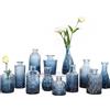 TBWIND Set di 12 vasi in vetro, piccoli vasi per fiori, vaso blu per centrotavola sfuso, mini vaso vintage per decorazioni rustiche di nozze, decorazione floreale da tavolo per ufficio e casa, blu