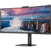 AOC CU34V5CW - Monitor curvo WQHD da 34 pollici, webcam da 2 MP, altoparlante, a