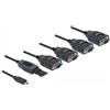 Delock Adattatore Delock USB Type-C a 4 x seriali RS-232 DB9 con protezione ESD da 15 k