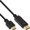 InLine - Cavo adattatore - DisplayPort maschio a HDMI maschio - 30 m - Nero - Su