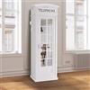 Dmora Armadio Cabina telefonica londinese con 3 Ripiani e Anta a Specchio, Made in Italy, Guardaroba per Camera da Letto, cm 68x55h215, Colore Bianco
