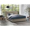 Talamo Italia Letto Matrimoniale Brunetta, Letto Contenitore con Rivestimento in Tessuto, 100% Made in Italy, Apertura Frontale, Adatto per Materasso Cm 160x190, Tortora