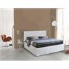 Talamo Italia - Letto piazza e mezza Camilla, Letto contenitore con rivestimento in tessuto, 100% Made in Italy, Apertura laterale, adatto per materasso Cm 120x190, Tortora