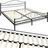 TecTake® Struttura Letto in Metallo con Rete a Doghe in Legno di Pioppo Inclusa, Design Romantico, Struttura Robusta, Ideale per Arredamento Camera da Letto, 200x180 cm - Nero/Nero