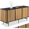 tectake® credenza moderna, madia soggiorno, consolle ingresso, credenza cucina, mobile ingresso, mobile salotto moderno, madia cucina 3 scomparti, design a doghe verticali a lamelle - 156 x 45 x 74 cm
