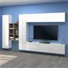 Dmora Parete Attrezzata Danilo 30x280x180h cm Bianco Lucido 17 Ripiani 4 Ante, 20 Vani Made in Italy