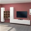Dmora Parete Attrezzata Denis 30x270x180h cm Bianco Lucido 18 Ripiani 3 Ante, 21 Vani Made in Italy