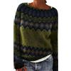 Generic Fairisle - Maglione da donna lavorato a maglia grossa, alla moda, sottile, senza cappuccio, a maniche lunghe, girocollo, maglione invernale da donna, maglione islandese, maglione natalizio da donna,