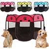 Piashow Recinto per Cani da Interno, Recinzione per Cuccioli 74x74x43cm Gabbia per Cani Recinto per Gatti da Interno, Box per Cucciolo Gattini Conigli (Rosso Vino)