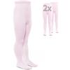 LaLoona baby bedding LaLoona - Set 2 paia calze bambina collant, calzamaglia bimba bimbo elasticizzati, ampio elastico alto in cotone (62-68, Rosa)
