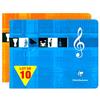 Clairefontaine 3754C pacco da 10 Quaderni per Musica a punto METALLICO, 22x17 cm Formato Paesaggio, 48 Pagine 6 Pentagrammi con linee, Carta Bianca 90 g, Copertina Plastificata, Colori Assortiti