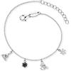Engelsrufer Bracciale da donna Yin Yang in argento sterling con ciondolo e zirconi, chiusura a moschettone, lunghezza regolabile, senza nichel, dimensioni: 17 + 3 cm, 17+3cm, Argento sterling,