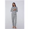 Tezenis Pigiama Lungo Cotone Stampa Conigli Donna Grigio