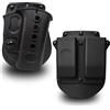 Sibo - Fondina Glock Softair + Porta Caricatori - Compatibile con Pistola G17/22/31/34/35 - Fondina Tattica Polimero Regolabile OWB da Cintura - Custodia Pistola (Fondina senza foro + PortaCaricatori)