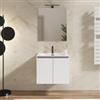 DEGHI Mobile bagno sospeso 60 cm bianco opaco con lavabo e specchio - Cuki