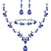 Clearine Set di gioielli da sposa per donna, collana a Y, bracciale tennis e orecchini pendenti, set di cristalli a goccia, marquise cluster per damigella d'onore blu argento,