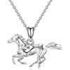 YFN Collana con cavallo per ragazze, in argento Sterling con cavallo, regalo per donne, regalo per ragazze e donne, 45,7 cm + 5,1 cm, 20.1 x 27.6 mm, Argento sterling, Non pertinente.
