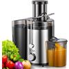 QCen Spremiagrumi, centrifuga con vano di riempimento da 3 pollici, facile da pulire, in acciaio inox, senza BPA, ideale per frutta e verdura (Argento, 800W)