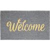 BANZAII TEXTILE INNOVATOR ONLINE Banzaii Zerbino in Cocco da Esterno o Interno con Retro Antiscivolo e Brillantini Glitter Applicati 40x70 cm - Welcome Grigio