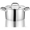 Herogo Pentola da 24 cm, 5,6 l, in acciaio inox, a induzione, con coperchio in vetro, per pasta e carne, per tutti i piani cottura, non verniciata e lavabile in lavastoviglie