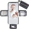 Lekebaby Fasciatoio Portatile On The Go, Fasciatoio Lavabile con 3 Scomparti, Borsa per Pannolini Pieghevole Impermeabile con Distributore di Stoffe e Comodo Cuscino