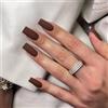 KQueenest Press On Nails Lunghe Medie Quadrate, Unghie a Bara da Incollare Marroni, Unghie Finte Matt Jelly-Gel da Incollare Ballerina, Unghie Artificiali in Acrilico Tinta Unita per Donne, 24 Pezzi
