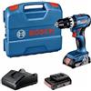 Bosch Professional Bosch Trapano avvitatore con percussione a batteria Professional 18V System GSB 18V-45, velocità di rotazione di 1.900 giri/min, 2 batterie da 2.0 Ah, GAL 18V-20, in L-Case