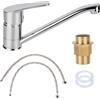 XCDMJ Rubinetto da cucina girevole a 360°, girevole per lavello da cucina, rubinetto cromato monocomando, per la cucina, rubinetto con 2 tubi da 50 cm