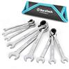 DURATECH Set di 9 chiavi a cricchetto reversibili, set di chiavi combinata con testa fissa e astuccio a rotolo, metriche, 8-19 mm, 12 punti, acciaio Cr-V