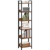 MAHANCRIS Libreria a 6 ripiani, scaffale per libri in piedi per piccoli spazi, organizer per soggiorno, camera da letto, studio, balcone, marrone rustico e nero ABKHR6601N1