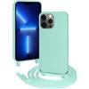 FERLAN Custodia per iPhone 13 Pro Cover con Cordino,Verde Silicone Antiurto TPU Morbido Case Corda Collana Necklace Regolabile Stylish con Catena Ultra Sottile Cover per iPhone 13 Pro,Menta verde