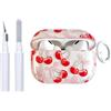 Reownest per Airpods 3 (3a Generazione 2021) con Kit Pulizia, Design Estetico con Motivo Fiocco Ciliegia, Cover Protettiva con Ciondolo Shockproof per Cuffie Airpods 3 - Rosso