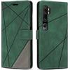 SONWO Cover per Xiaomi Mi Note 10 PRO/Xiaomi Mi Note 10 Custodia, Flip Caso in PU Pelle Case Cover Premium Portafoglio Custodia per Xiaomi Mi Note 10 PRO/Xiaomi Mi Note 10, Supporto Stand, Verde