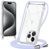 Oelrstfe Cover con Cordino per iPhone 15 Pro, Trasparente Silicone Custodia con Regolabile Collana Laccio Tracolla, Antigraffio Proteggere Case Corda per iPhone 15Pro, Viola