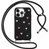 Foonary Cover con Cordino per Apple iPhone 14 Pro Max 6,7, Custodia con Laccio Collana Tracolla Aesthetic Disegni Antiurto Necklace Regolabile Protettiva Corda Case per iPhone 14 Pro Max, Cuore
