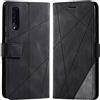 Vankii Cover per Samsung Galaxy A50 / A30S / A50S, Flip Caso Libro Portafoglio Custodia in Pelle PU Magnetica,Custodia Pelle Sintetica TPU Silicone Antiurto,Funzione Supporto Slot Schede (Nero)
