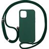 PuYu Zhe Cover con Cordino compatibile con iPhone 12 Mini,Cellulare Girocollo Custodia con Corda Silicone Case TPU Bumper Regolabile Necklace laccio Shell-Verde scuro