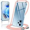 Coiwxmoi Cover per Xiaomi Redmi Note 12 Pro 5G con Cordino 6,67,Trasparente Custodia con Laccio Tracolla Corda Catena Cinghia,Ultra Morbido Silicone TPU Antiurto Case, Oro Rosa