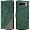 SONWO Cover per Google Pixel 7 PRO Custodia, Flip Caso in PU Pelle Case Cover Premium Portafoglio Custodia per Google Pixel 7 PRO, Supporto Stand, Slot per Schede, Verde