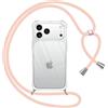 Pnakqil Cover per iPhone 17 Pro con Cordino, Trasparente Custodia con Laccio Tracolla Cellulare Girocollo Collana Protettiva per iPhone 17 Pro 6,3, Rosa