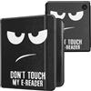 kwmobile Custodia eReader Compatibile con Kobo Libra Colour Cover - eBook Reader Flip Case - bianco/nero - Don't touch my E-Reader