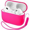 ORNARTO Cover per AirPods Pro 3 (2025), Custodia Compatibile con AirPods 3 Gen in Silicone Liquido Premium (Interno Rigido Indeformabile),con Cordino e Strumento di Rimozione,Rosa Vivo