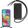 FERLAN Custodia per Samsung Galaxy A51 5G Cover con Cordino,Nero | Custodia con Laccio Collana Tracolla Regolabile Sottile Silicone Morbido TPU Bumper Antiurto AntiGraffio Protettiva Case
