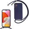 FERLAN Custodia per Samsung Galaxy A15 5G Cover con Cordino,Blu Silicone Antiurto TPU Morbido Case Corda Collana Necklace Regolabile Stylish con Catena Ultra Sottile Cover per Samsung Galaxy A15 5G,Blu navy