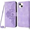 Netany Cover per iPhone 15 con Cordino, Flip Portafoglio Custodia in Pelle, [2 Porta Carte][Chiusura Magnetica],Custodia Libro Antiurto Cover con Laccio per iPhone 15 (6,1 Pollici) (Viola)