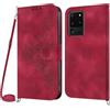Netany Cover per Samsung Galaxy S20 Ultra con Cordino, Flip Portafoglio Custodia in Pelle, [2 Porta Carte][Chiusura Magnetica],Custodia Libro Antiurto Cover con Laccio per Samsung S20 Ultra (Rosso)