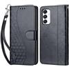 KENHONER Custodia per Samsung Galaxy A16 5G/4G Cover, Nero 3D | Portafoglio in Pelle PU Retro, Antiurto Flip, Slot per Schede, Funzione Stand, Chiusura Magnetica